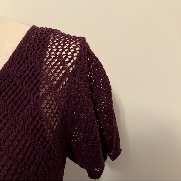 VTG Y2K Women’s Purple Sheer Crochet Lace Layered Sz. Small Tee Fairy Festival - Picture 2 of 7